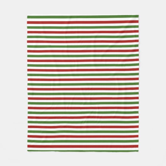 赤と緑のストライプクリスマスフリースブランケット フリースブランケット (正面)
