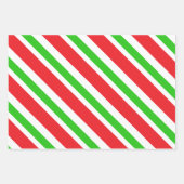 赤と緑のストライプパターン ラッピングペーパーシート (正面3)
