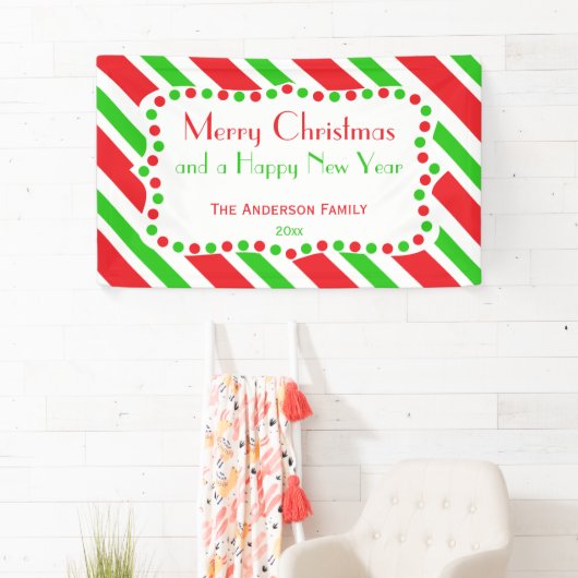 赤と緑のストライプパターン 横断幕 (インサイチュ)