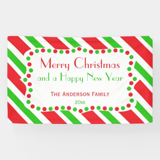 赤と緑のストライプパターン 横断幕 (横)