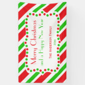 赤と緑のストライプパターン 横断幕 (縦)