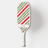 赤と緑のストライプモダン名前をカスタムする ピックルボールラケット (左)