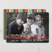 赤と緑のストライプ両面フォトカード シーズンカード (正面/裏面)