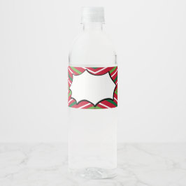 赤と緑のストライプ水ボトルラベル ペットボトルラベル