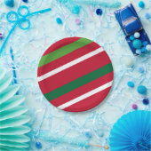 赤と緑のストライプ紙プレート ペーパープレート (パーティー)