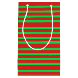 赤と緑のストライプ スモールペーパーバッグ