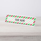 赤と緑のストライプ デスクネームプレート (正面)