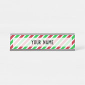 赤と緑のストライプ デスクネームプレート (正面)