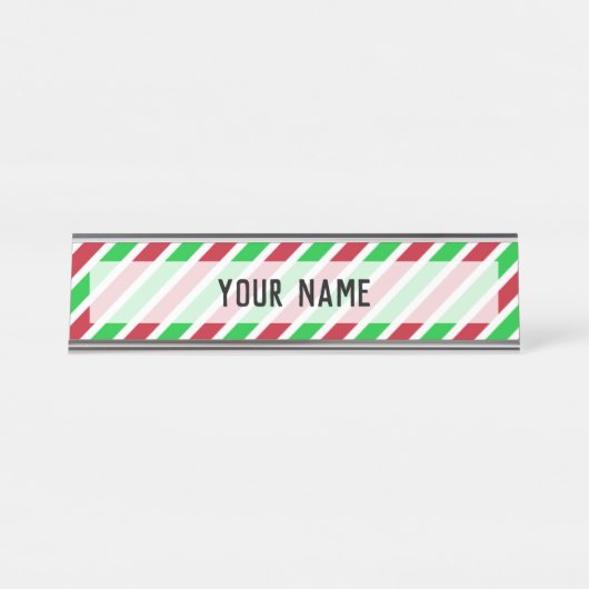 赤と緑のストライプ デスクネームプレート (正面)