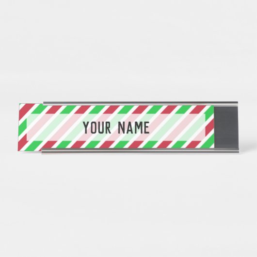 赤と緑のストライプ デスクネームプレート (正面)