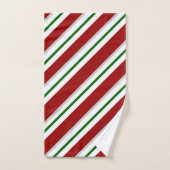 赤と緑のストライプ バスタオルセット (ハンドタオル)