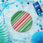 赤と緑のストライプ ペーパープレート (パーティー)