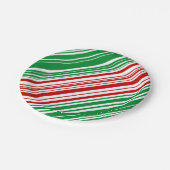 赤と緑のストライプ ペーパープレート (アングル)
