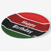 赤と緑のストライプ ペーパープレート (アングル)