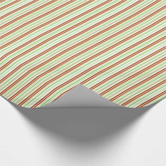 赤と緑のストライプ ラッピングペーパー (角)