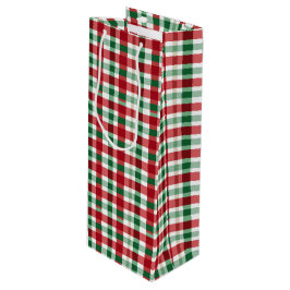 赤と緑のストライプ ワインギフトバッグ