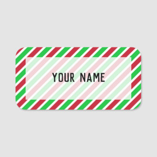 赤と緑のストライプ 名札
