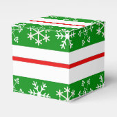 赤と緑のスノーフレークのトリートボックス フェイバーボックス (正面サイド)