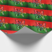 赤と緑のスノーフレークオーナメント ラッピングペーパー (角)