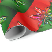赤と緑のスノーフレークオーナメント ラッピングペーパー (ロールコーナー)