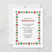 赤と緑のスノーフレーククリスマスパーティー 招待状 (正面)