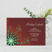 赤と緑のスノーフレークホリデーカクテルパーティー 招待状 (スタンド正面)