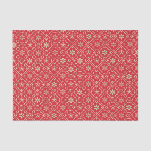 赤と緑のスノーフレーク模様クリスマス 薄葉紙 (正面)