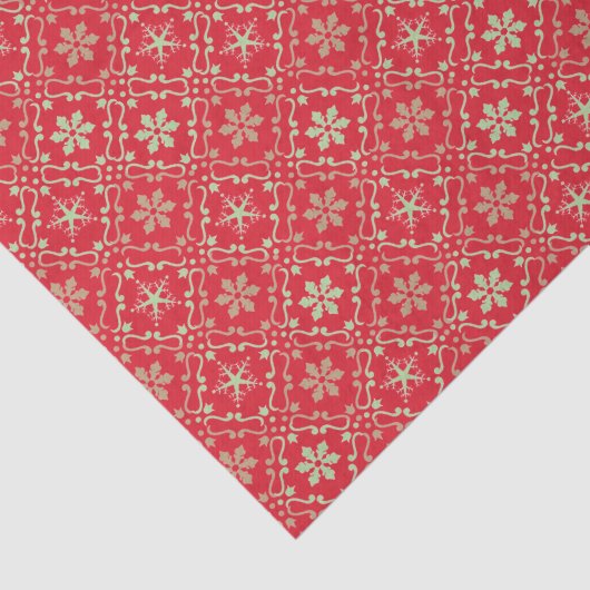 赤と緑のスノーフレーク模様クリスマス 薄葉紙 (詳細)
