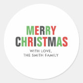 赤と緑のタイポグラフィ ラウンドシール (正面)