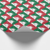 赤と緑のタイルで愛らしいヤギのクリスマス ラッピングペーパー (角)
