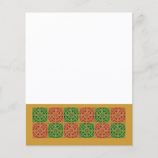 赤と緑のタイルアートの金ゴールドパターン チラシ (正面)