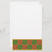 赤と緑のタイルアートの金ゴールドパターン 便箋 (正面/裏面)
