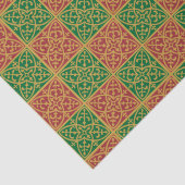 赤と緑のタイルアートの金ゴールドパターン 薄葉紙 (詳細)