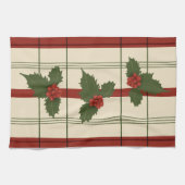 赤と緑のタオルを入れたホリー キッチンタオル (横)