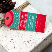 赤と緑のタッキーな醜いクリスマスのセーター ギフトタグ