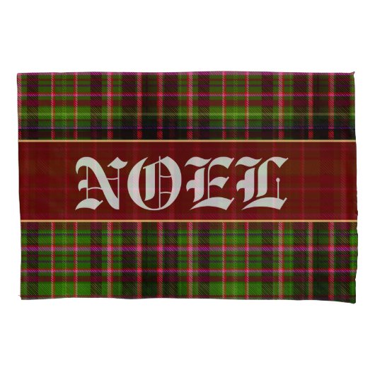 赤と緑のタルテンクリスマスを祈る 枕カバー (正面)