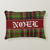 赤と緑のタルテンクリスマスアクセント枕 アクセントクッション (正面)