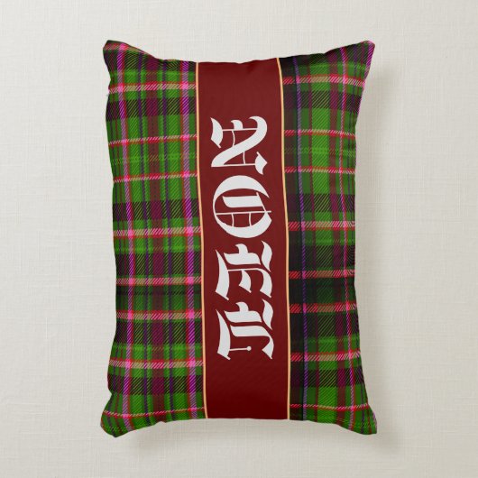 赤と緑のタルテンクリスマスアクセント枕 アクセントクッション (正面(垂直))