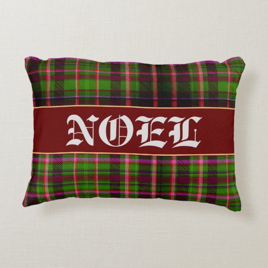 赤と緑のタルテンクリスマスアクセント枕 アクセントクッション (裏面)