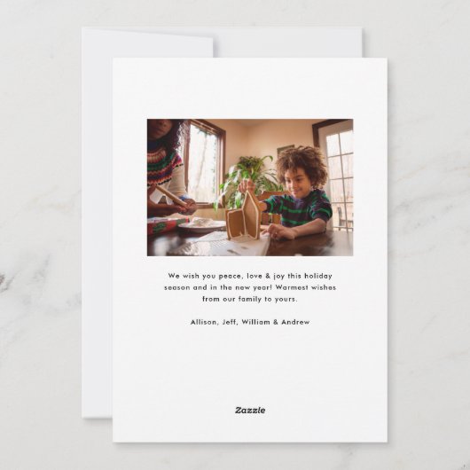 赤と緑のタータンチェックのプレイドメリークリスマスフォト シーズンカード (裏面)