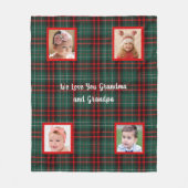 赤と緑のタータンチェックの格子私たちはあなたを愛するフリースBl フリースブランケット (正面)