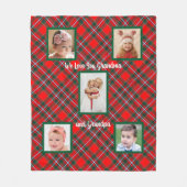 赤と緑のタータンチェックプレイド私たちはあなたを愛 フリースブランケット (正面)