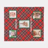 赤と緑のタータンチェックプレイド私たちはあなたを愛 フリースブランケット (正面(横))