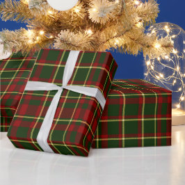 赤と緑のタータン・チェック柄のクリスマスギフト ラッピングペーパー