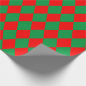 赤と緑のダイヤモンドハーレクインパターンクリスマス ラッピングペーパー (角)