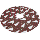 赤と緑のチェックパターンと白い木 ブラッシュドポリエステルツリースカート (アングル)