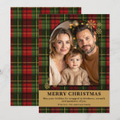 赤と緑のチェック柄 フェスティブ クリスマス ファミリー フォト (正面/裏面)