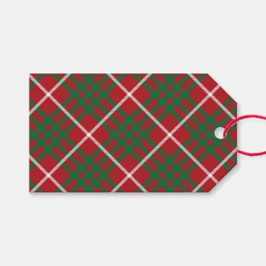 赤と緑のチェック ギフトタグ (正面(横))