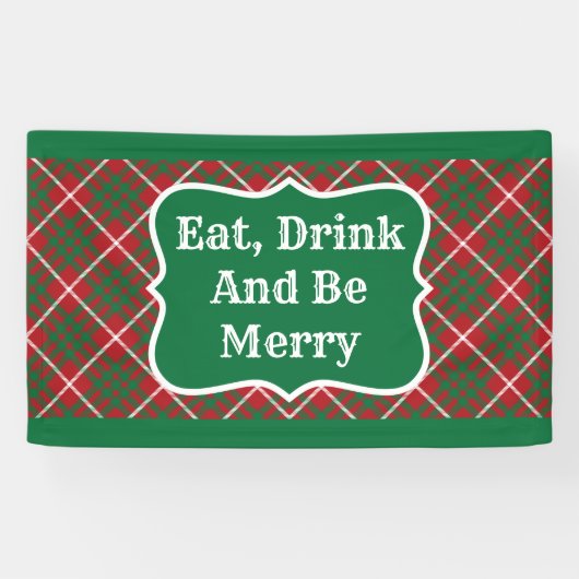 赤と緑のチェック 横断幕 (横)