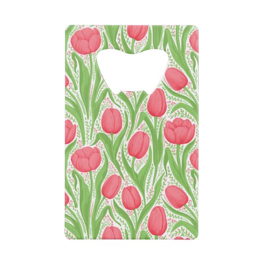 赤と緑のチューリップ クレジットカード栓抜き (正面)